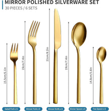 Velaze 30-teiliges Besteckset Edelstahl 18/10 Gold