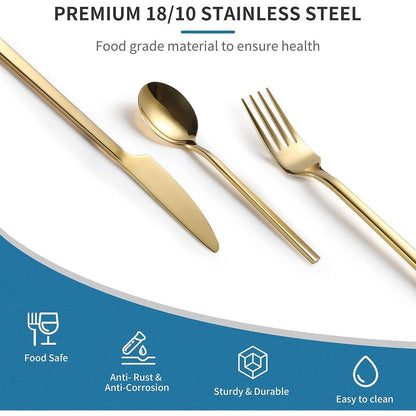 Velaze 30-teiliges Besteckset Edelstahl 18/10 Gold