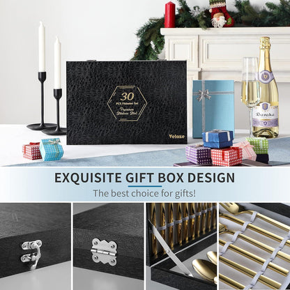 Velaze 30-teiliges Besteckset Edelstahl 18/10 Gold