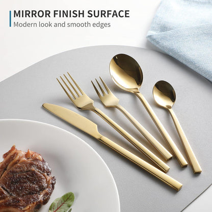 Velaze 30-teiliges Besteckset Edelstahl 18/10 Gold