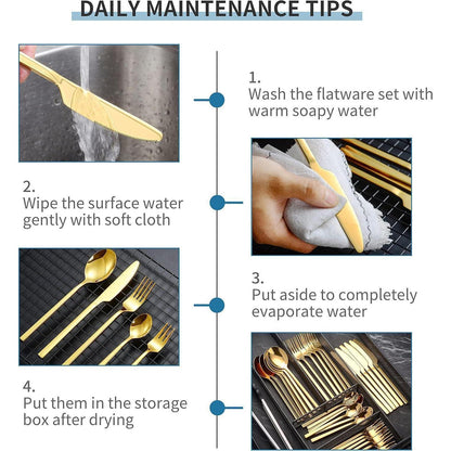 Velaze 30-teiliges Besteckset Edelstahl 18/10 Gold