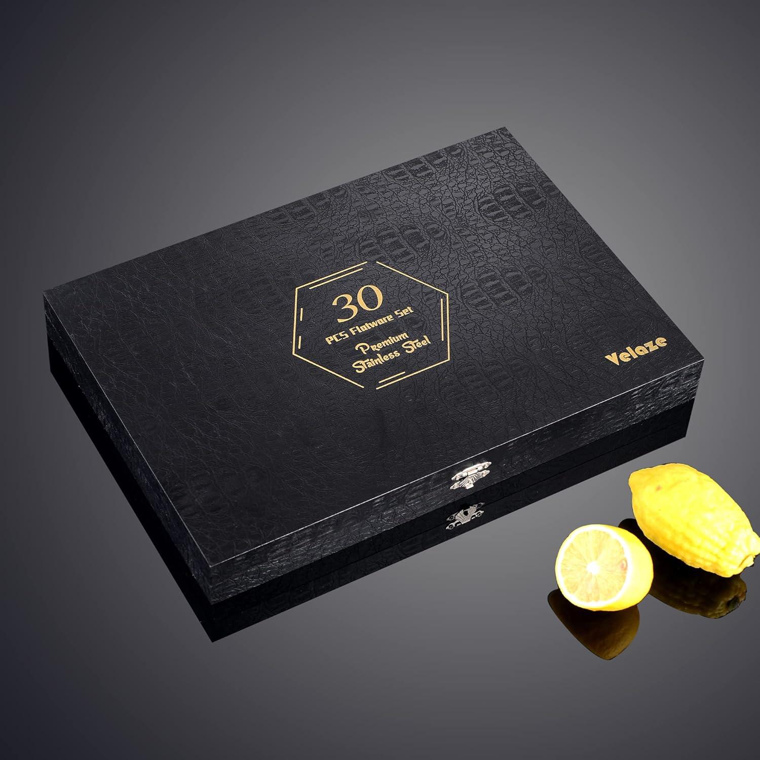 30-teiliges Besteckset Edelstahl 18/10 Gold Geschenkbox Spiegelpoliert