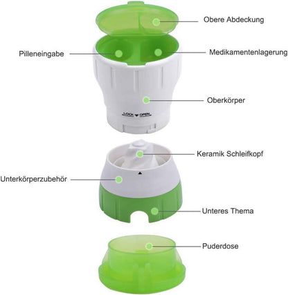 Tablettenmörser mit Depotfach Keramik Pillenmörser Grinder