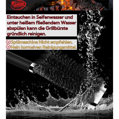 Robuste Grillbürste Drahtbürste Grillzubehör aus Edelstahl