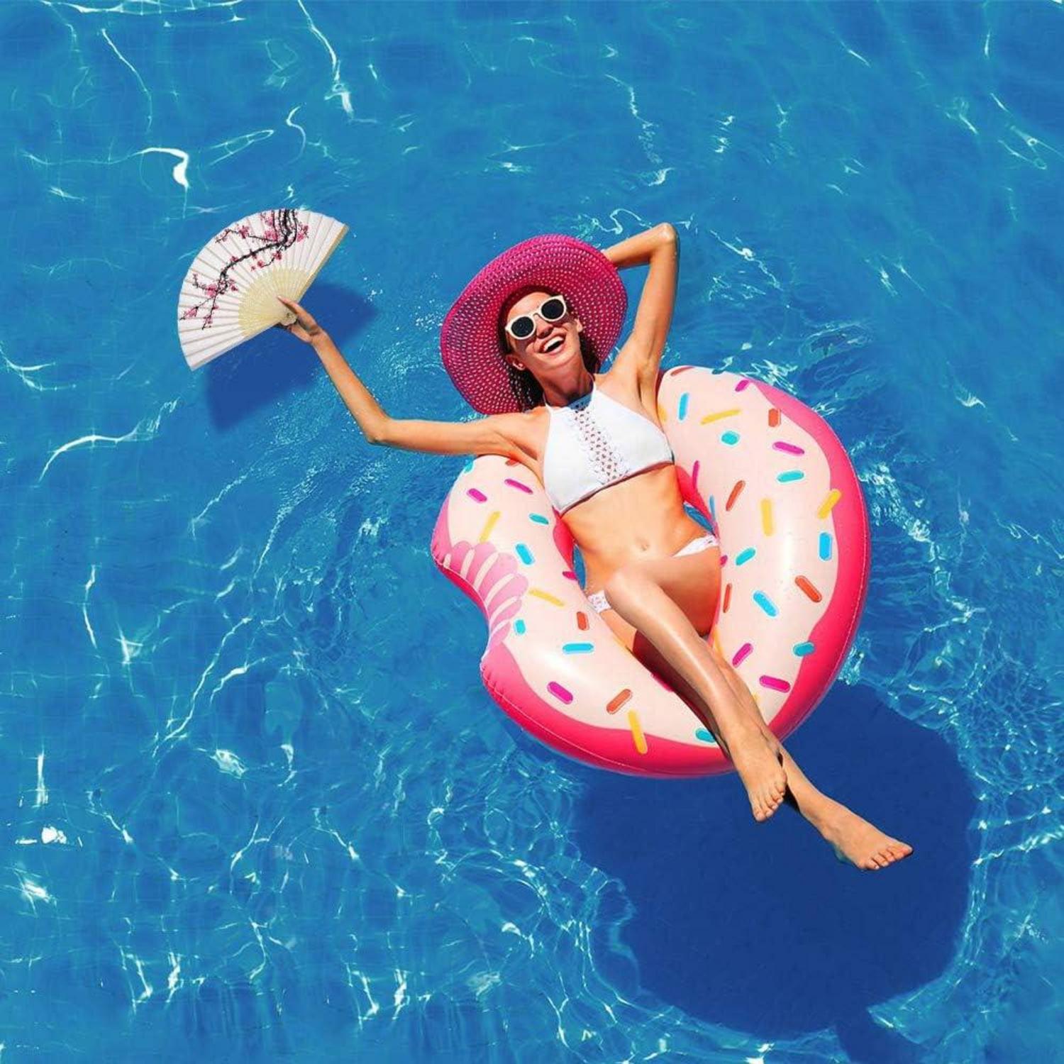 Faltbare Handfächer 2 Stück Holz Stoff Bambus Damen Chinesischer Stil