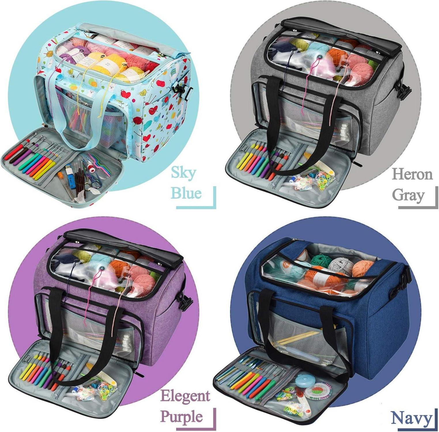 Häkeltasche mit transparenter PVC-Klappe, großen