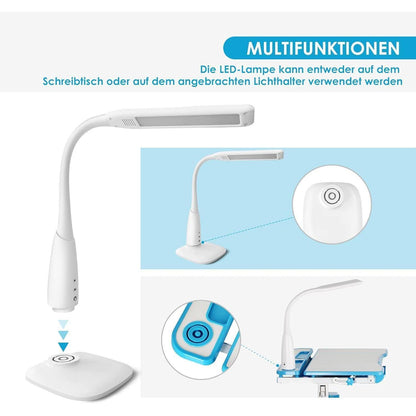 Höhenverstellbarer Kinderschreibtisch mit Lampe und Stuhl in