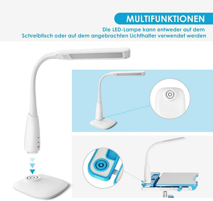 Höhenverstellbarer Kinderschreibtisch mit Lampe und Stuhl