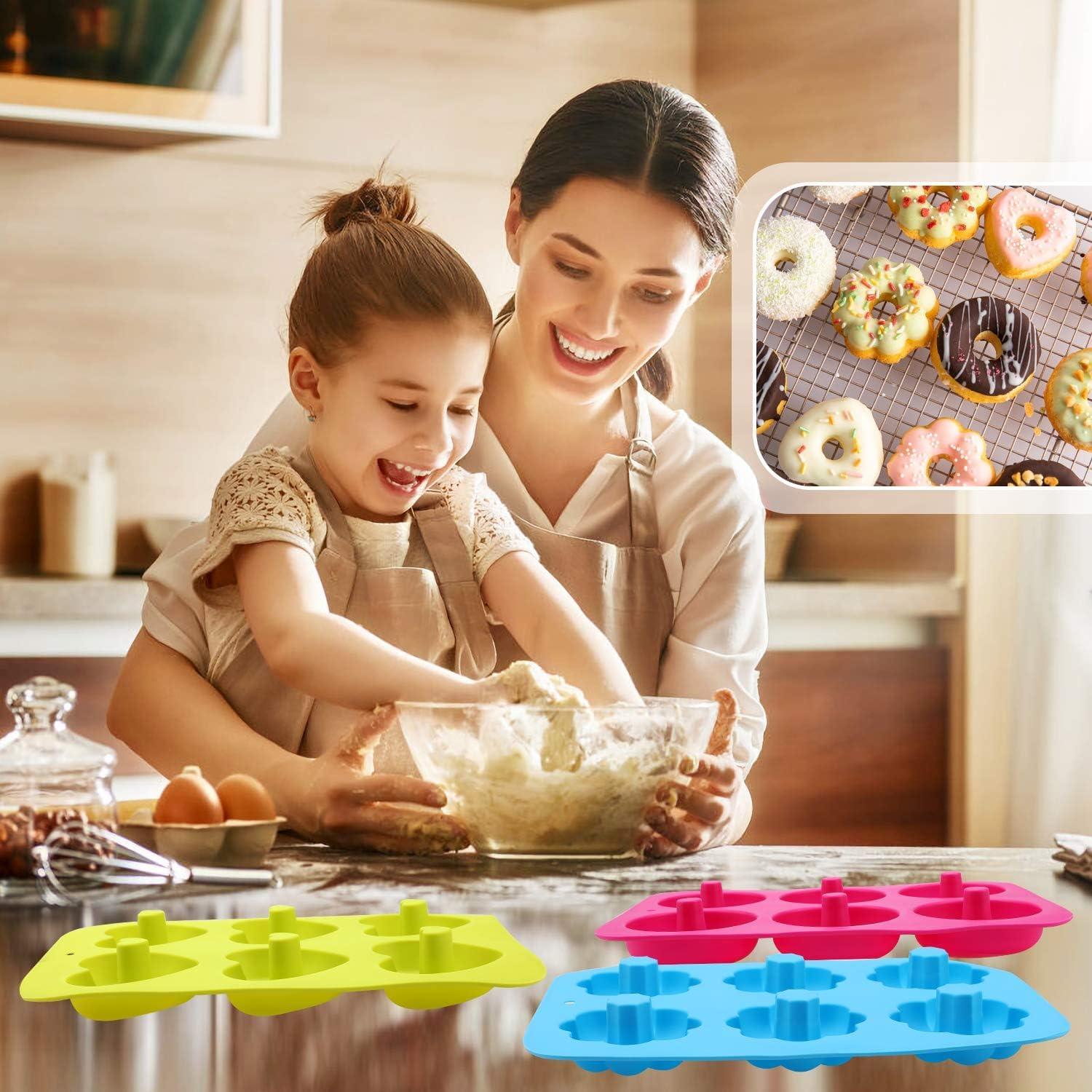 PHOGARY Silikon Donutformen Set 3 Stk. 6 Hohlräume Antihaftbackform