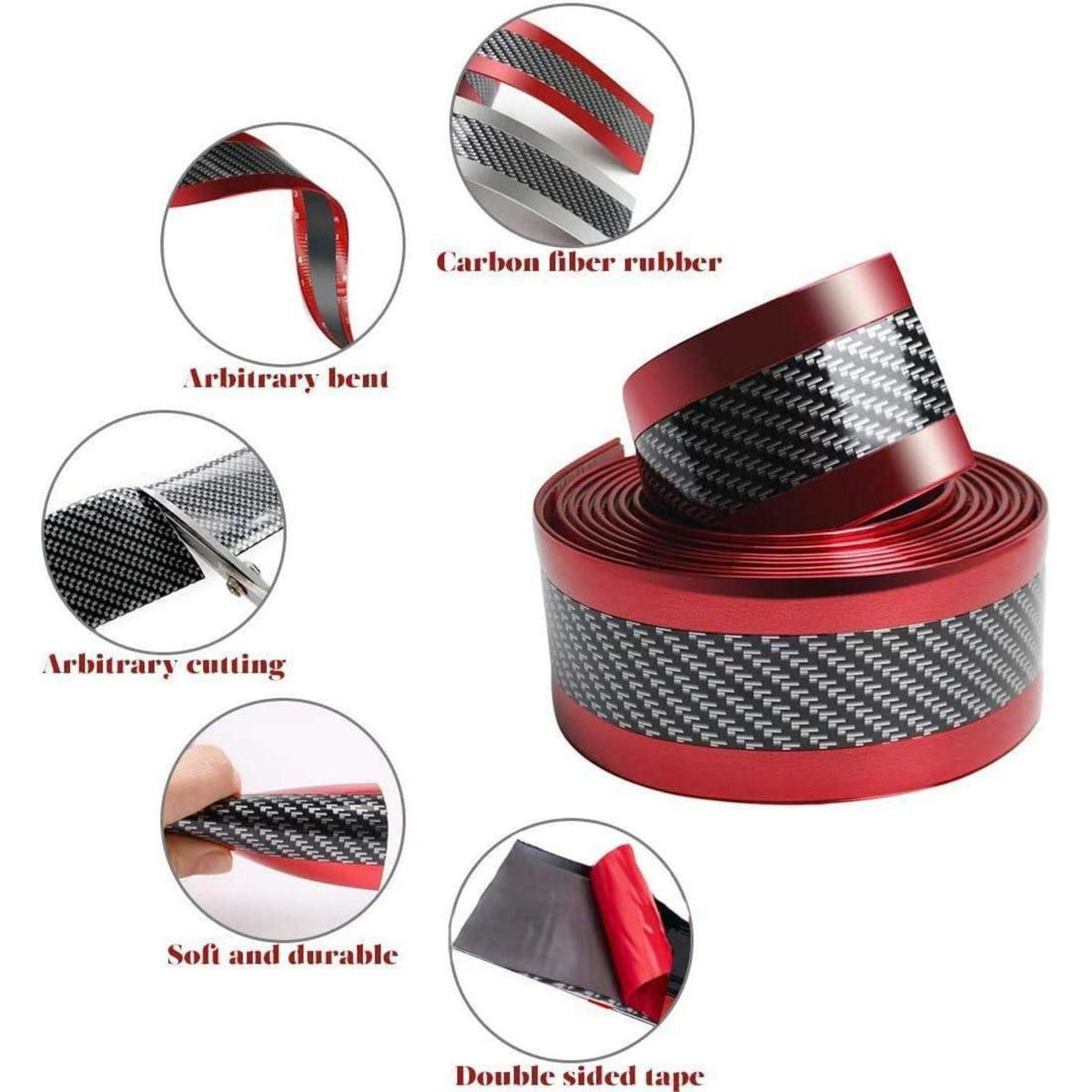 Carbon Türschwellenaufkleber Kratzfest 2,5m x 5cm Rot