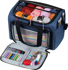Garntasche für Stricken Häkeln Kreuzstich Marineblau Oxford
