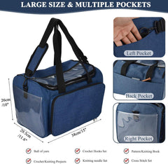Garntasche für Stricken Häkeln Kreuzstich Marineblau Oxford