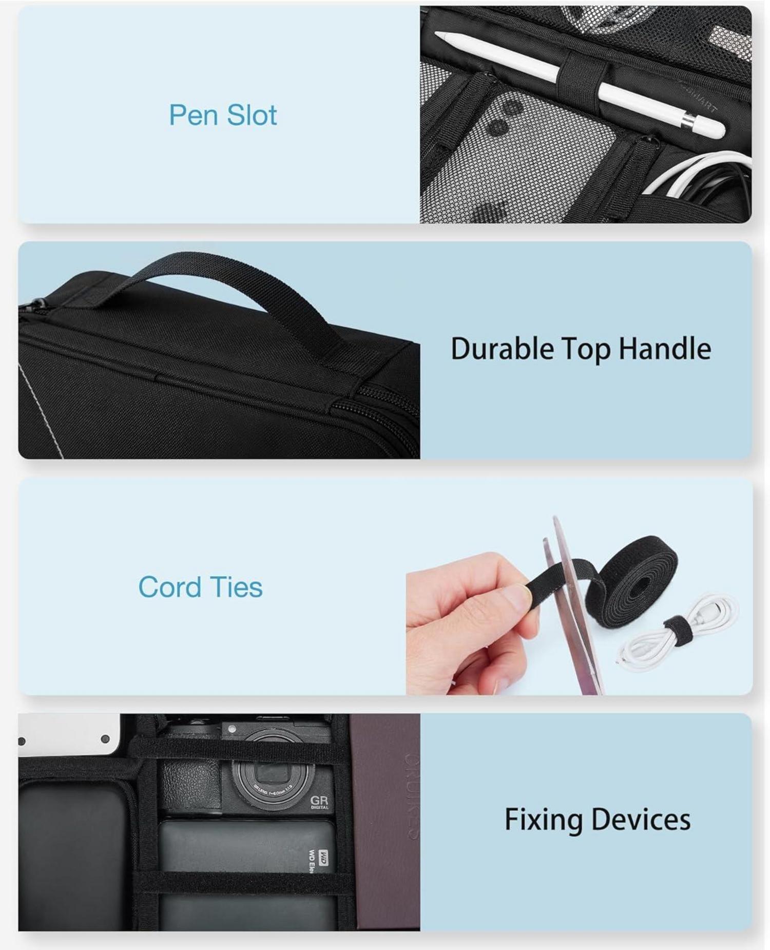 Kabeltasche Elektronik Organizer für Kabel, Ladegerät, Tablet 10.5 Zoll