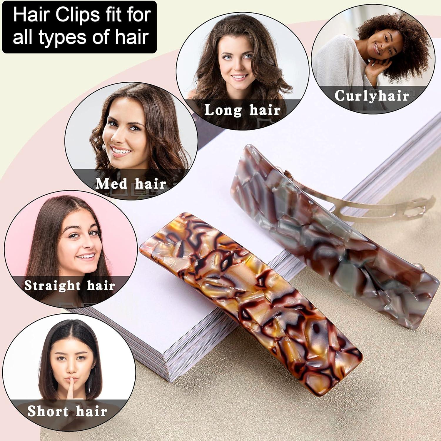 2er Set Haarspangen Damen Groß Automatisch Schildpatt Muster für Dickes Haar