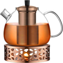 ecooe Teekanne Glas Teesieb Teewärmer Edelstahl 1500ml Schwarz Grün