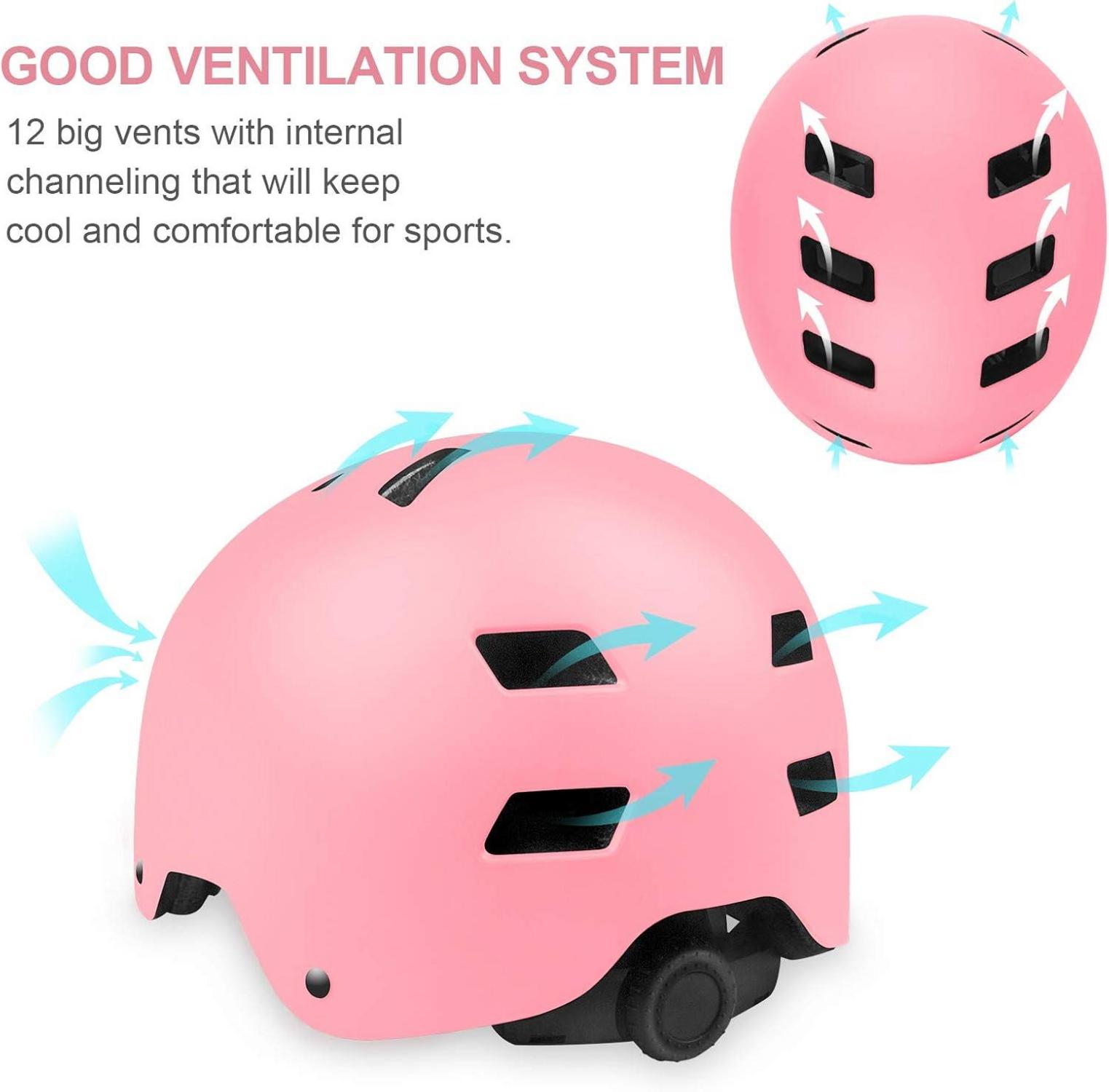 Kinder Fahrradhelm Pink CE-Zertifizierung für Skateboard Scooter BMX 3-14 Jahre