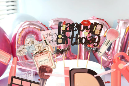 Geburtstag Mädchen Torten Schminke Deko Cupcake Topper 7-teilig