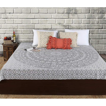 Mandala Wandteppich Baumwolle Grau 230x213 cm