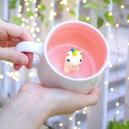 Einhorn Tasse Süßes 3D Tier Keramik Kaffeetasse Geschenke Mädchen