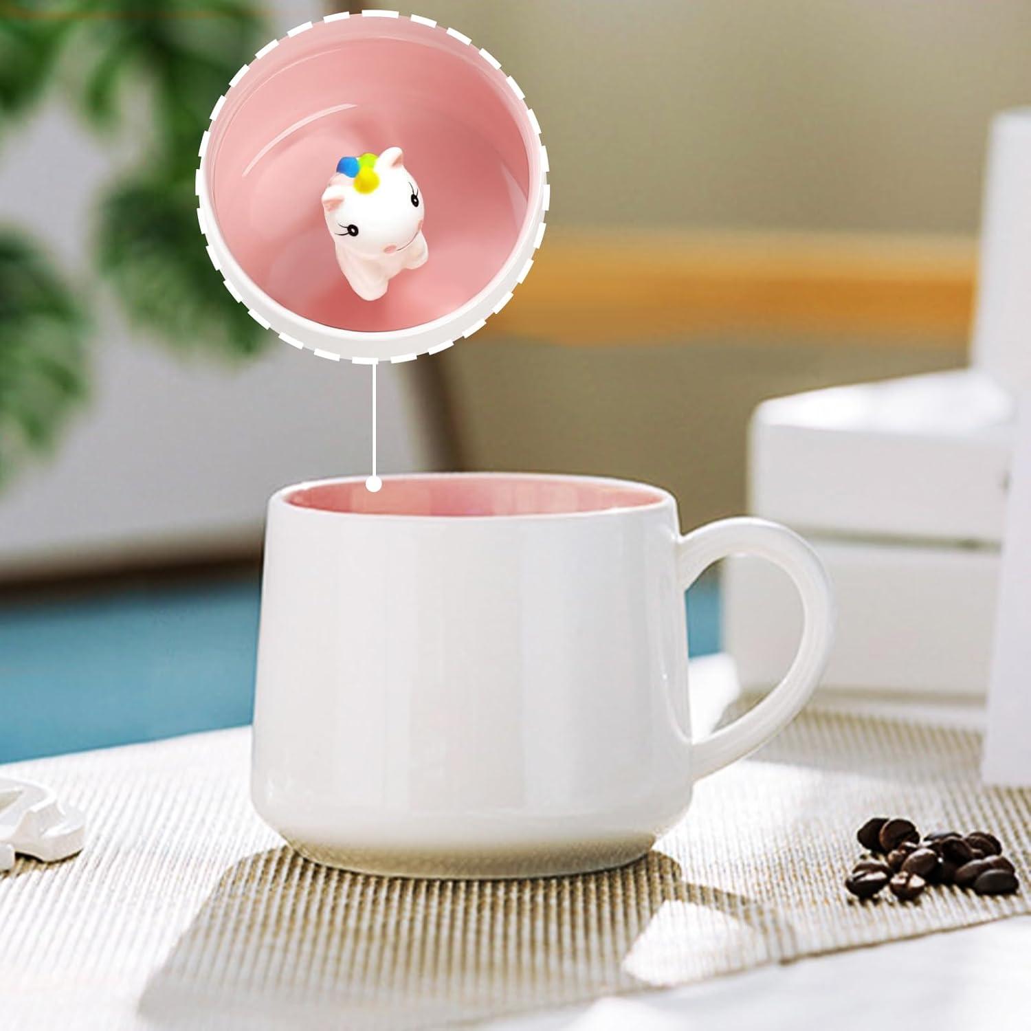 Süße Einhorn Tasse für Mädchen - 3D Tier Kaffeetasse Keramik - Geschenk für Frauen & Tochter