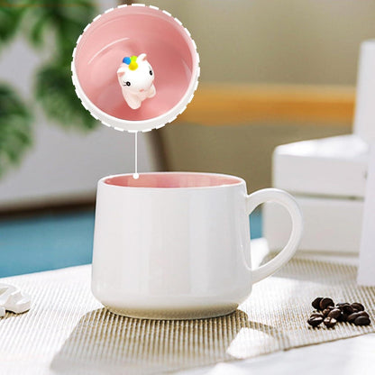 Süße Einhorn Tasse für Mädchen - 3D Tier Kaffeetasse Keramik - Geschenk für Frauen & Tochter