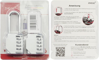 Zahlenschloss langer Bügel 4-stellig wetterfest für Tore, Garagen (2