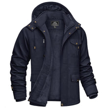 Winterjacke Herren Warm Gefüttert Dunkelblau Militär Stil