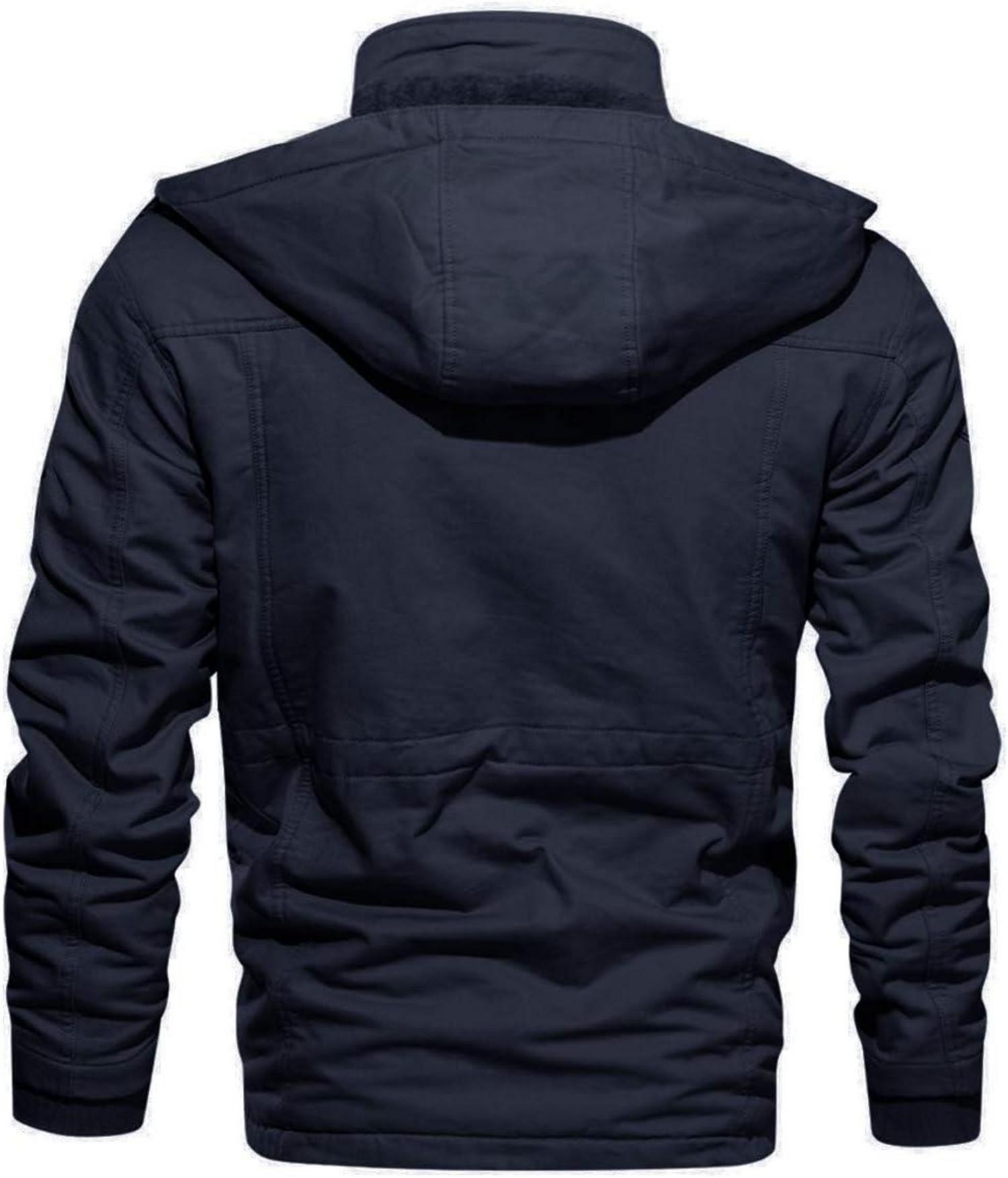 Winterjacke Herren Warm Gefüttert Dunkelblau Militär Stil