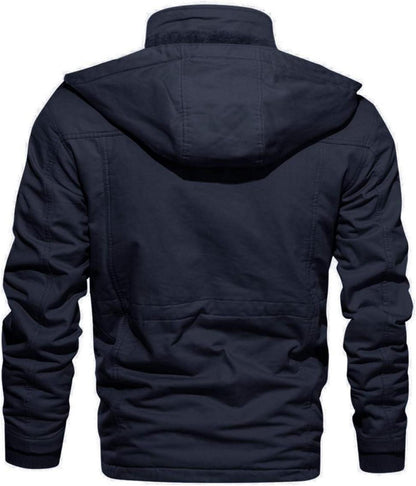 Winterjacke Herren Warm Gefüttert Dunkelblau Militär Stil