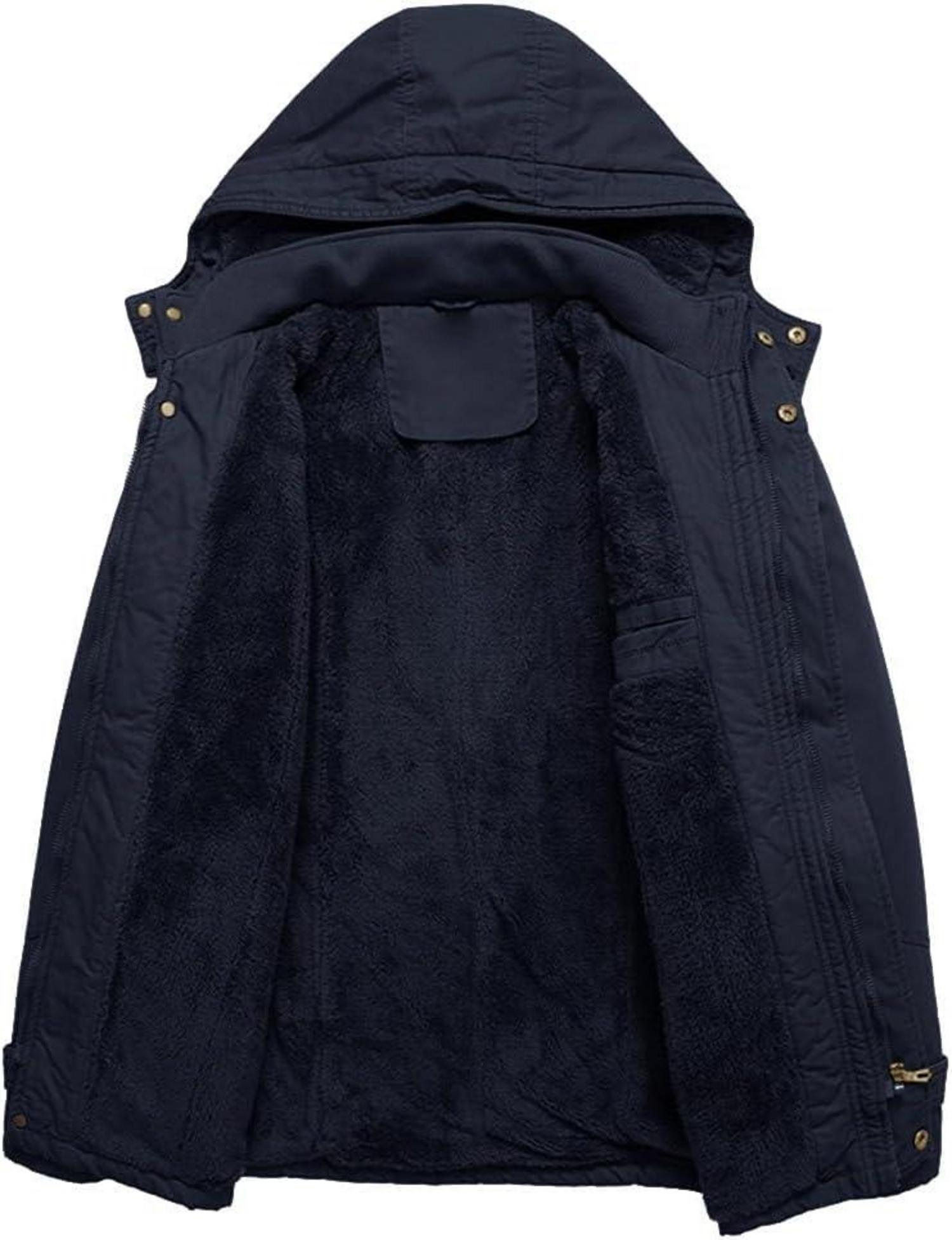 Warme Winterjacke mit abnehmbarer Kapuze und Militär-Stil