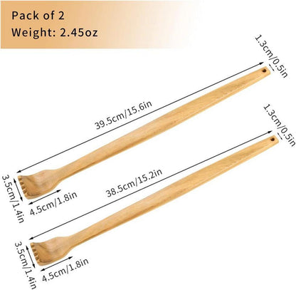 2er Set Holz Rückenkratzer mit langem Griff 15,6 Zoll+15,2