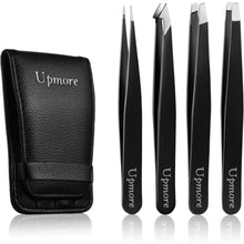 4er Pinzettenset Edelstahl Schwarz - Augenbrauenpinzette