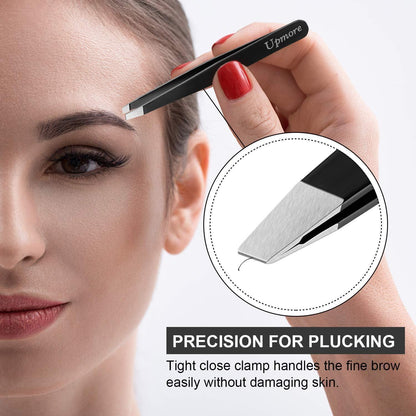 4er Pinzettenset Edelstahl Schwarz - Augenbrauenpinzette