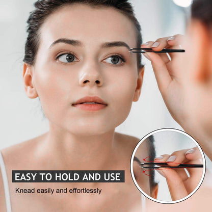 4er Pinzettenset Edelstahl Schwarz - Augenbrauenpinzette