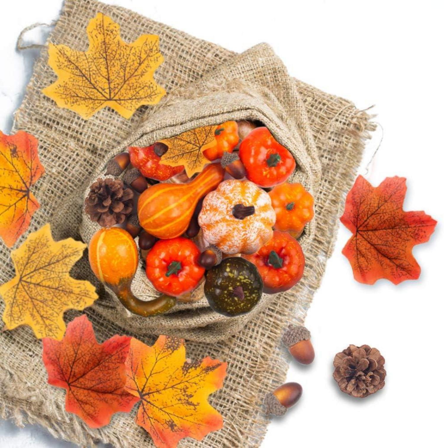 Künstliche Kürbisse Set Herbstdekoration Halloween 50 Stück