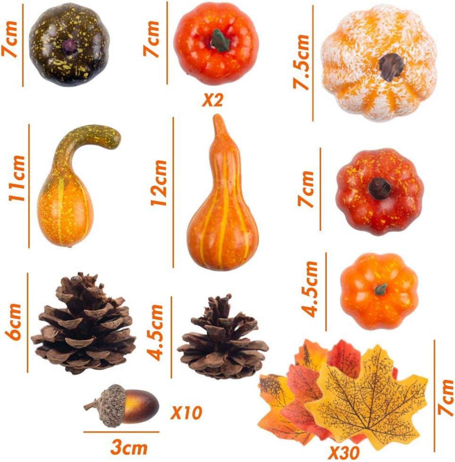 Künstliche Kürbisse Set, Herbstdekoration