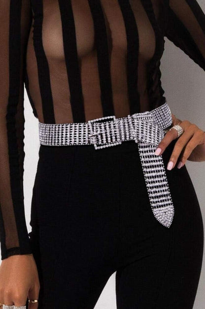 Barry.Wang Damen Perlengürtel Strass Taillenkette Weiß Hochzeit