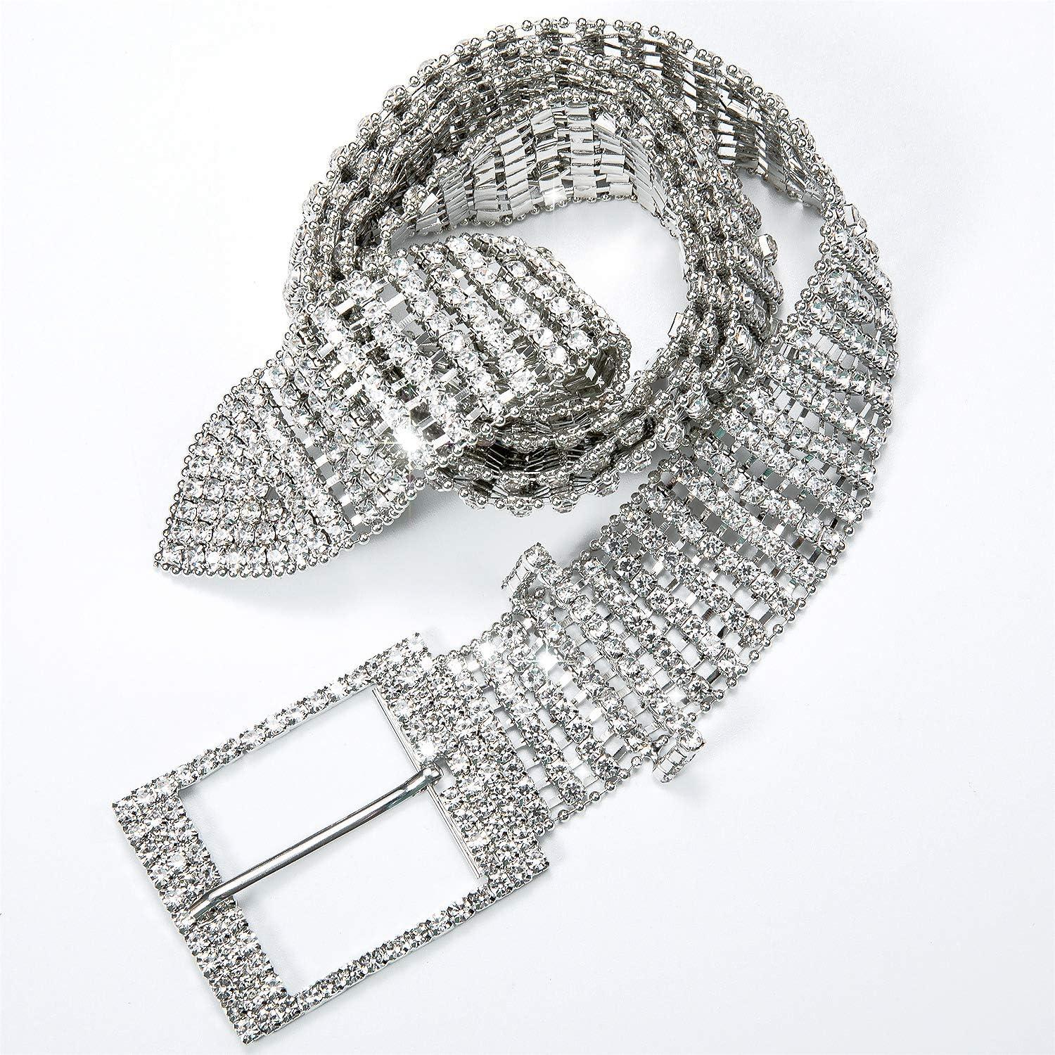 Damen Perlengürtel Strasssteine weiß glitzernd Taillenkette Hochzeit