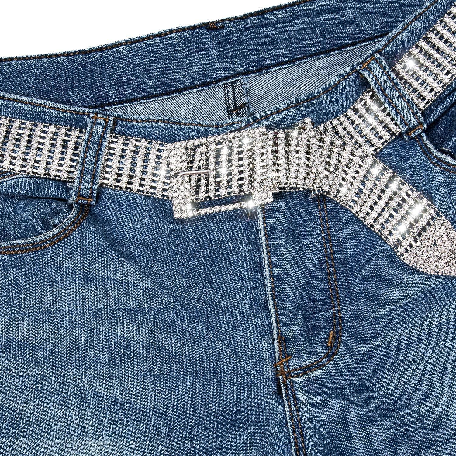 Barry.Wang Damen Perlengürtel Strasssteine glitzernd Hochzeitskleid