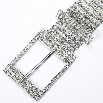 Barry.Wang Damen Perlengürtel Strass Taillenkette Weiß Hochzeit