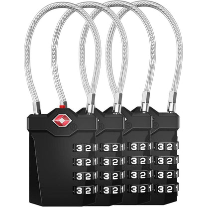 TSA-Zahlenschloss 4 Stellig, Kabelschloss für
