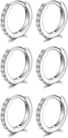 925 Sterling Silver Creolen Ohrringe Weißgold beschichtet Rund