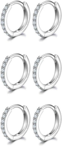 925 Sterling Silver Post Ohrringe mit Weißgold beschichtet - Rund 8mm
