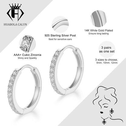 925 Sterling Silver Post mit Weißgold beschichtet