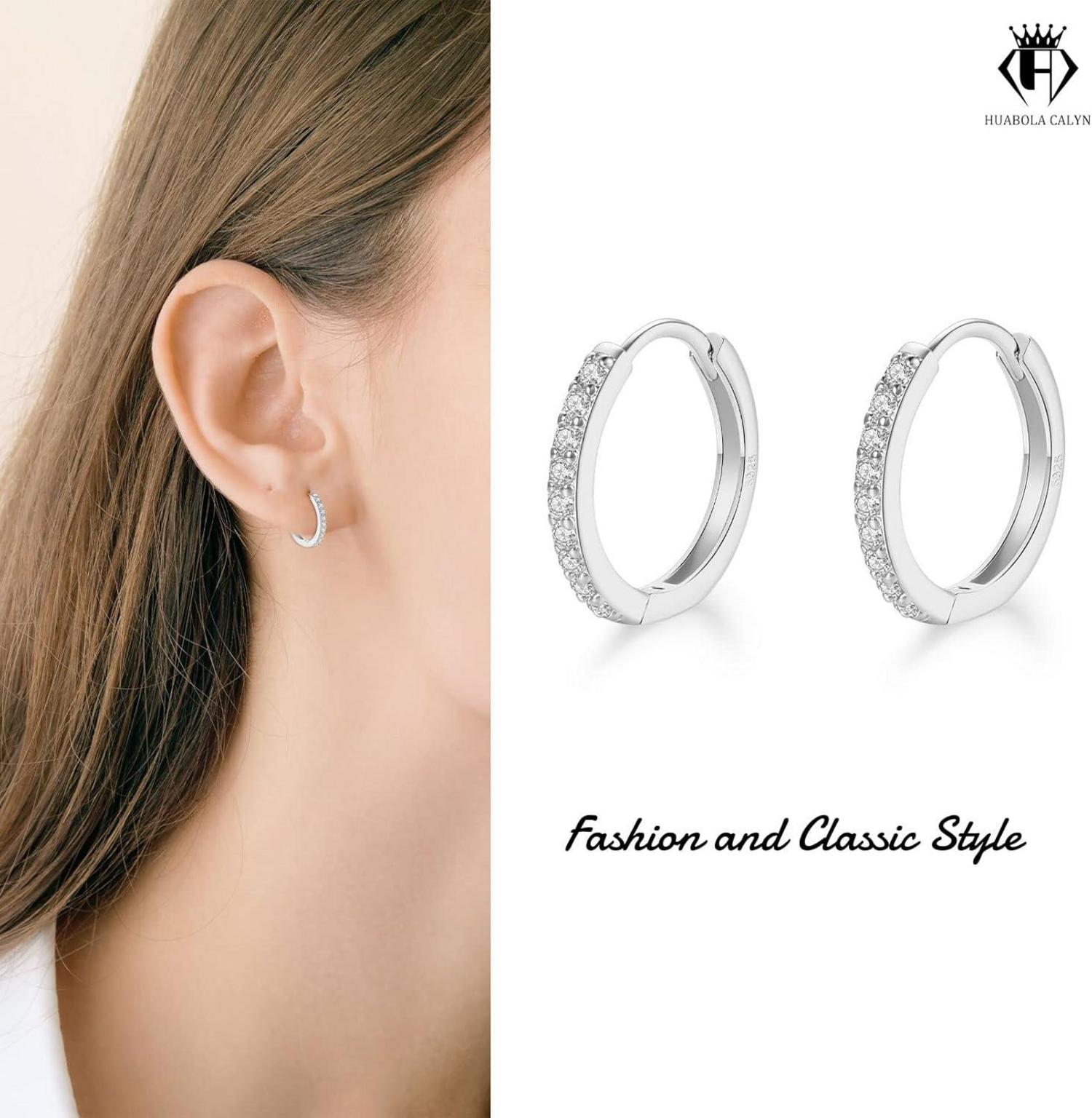 925 Sterling Silver Post 14 kt Weißgold beschichtet zirkonia-8mm