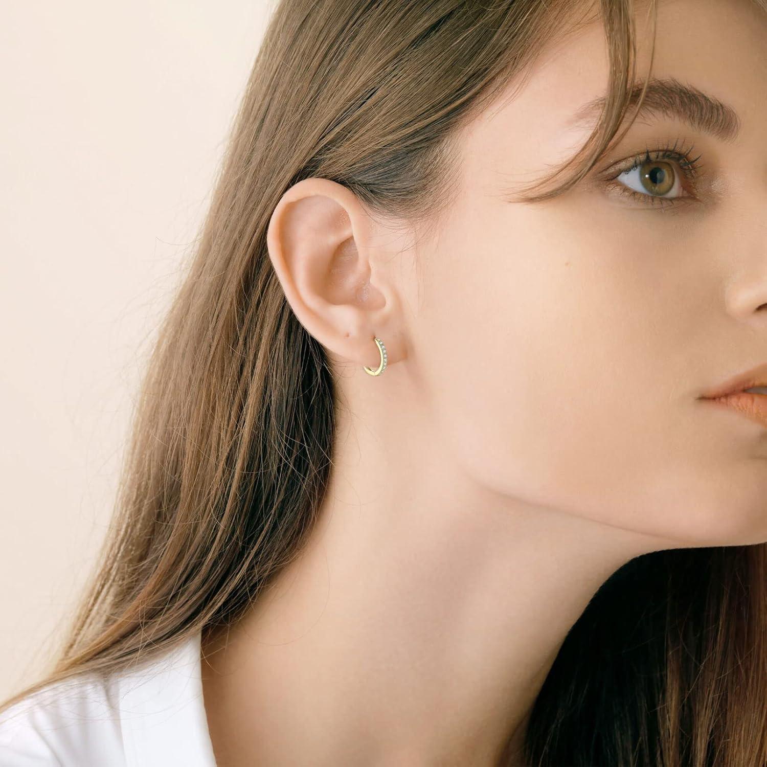 Unisex 925 Sterling Silver White Gold Plated Post Earrings 8mm