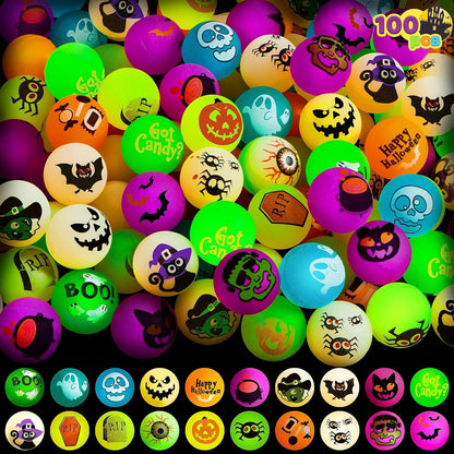 Halloween Flummi Bälle Leuchtend 100 Stück 32mm Gummiball Partytasche