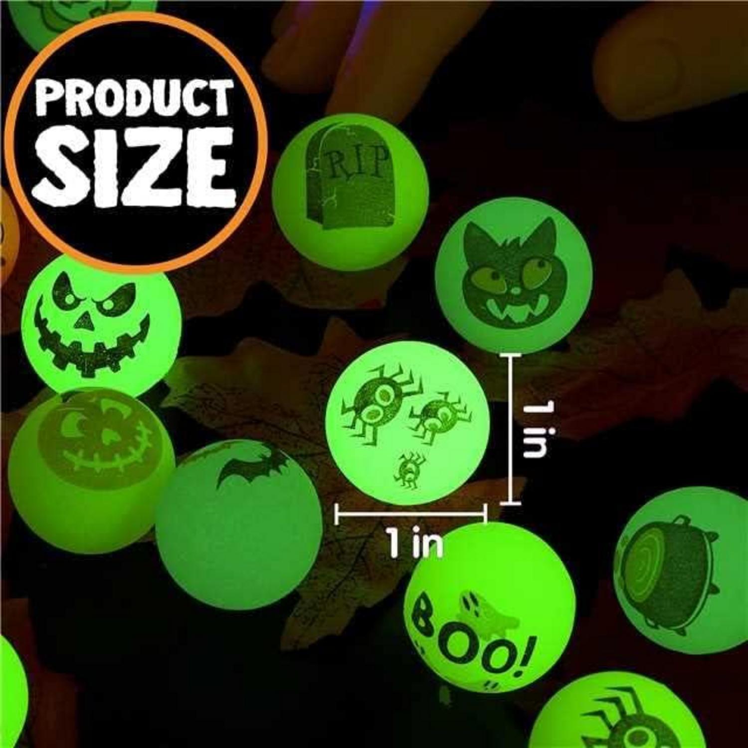 100 Stück Halloween Flummis leuchten im Dunkeln 32mm Springbälle