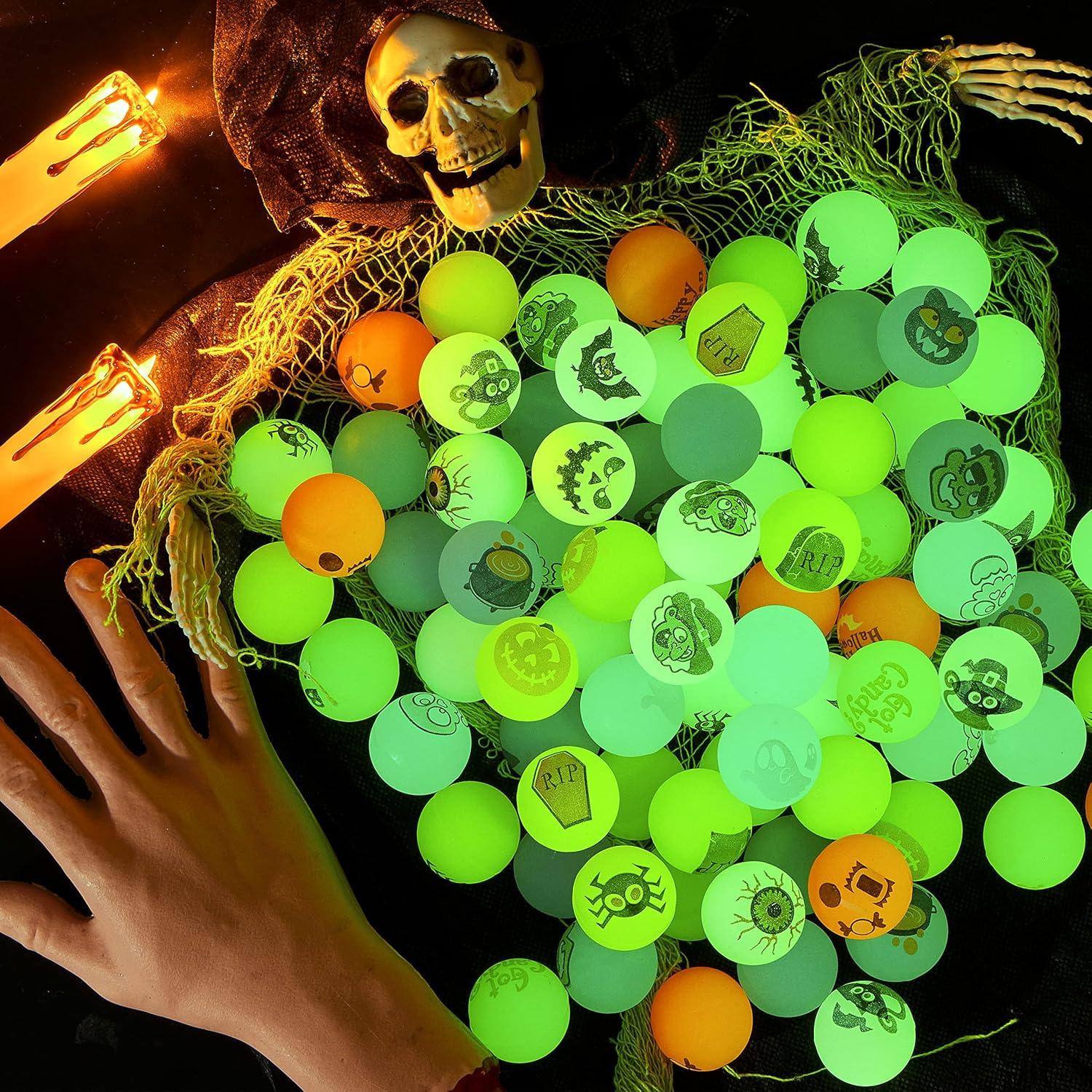 100er Pack Halloween Glow in the Dark Springbälle 32mm - Hüpfball Gummiball