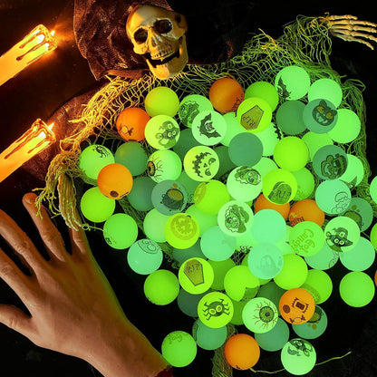 100er Pack Halloween Glow in the Dark Springbälle 32mm - Hüpfball Gummiball